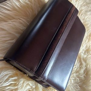 Vintage Gucci dark brown leather and suede bag.